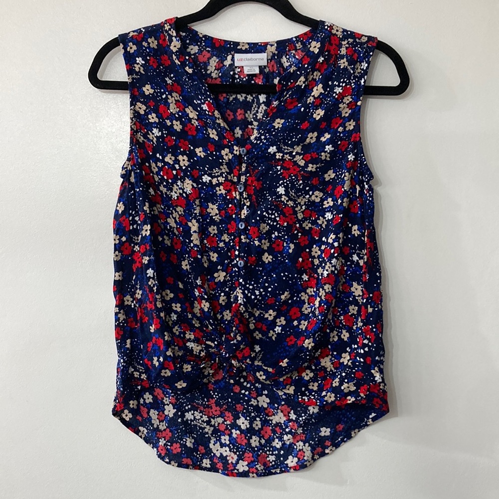 Liz Claiborne sheer sleeveless floral shirt